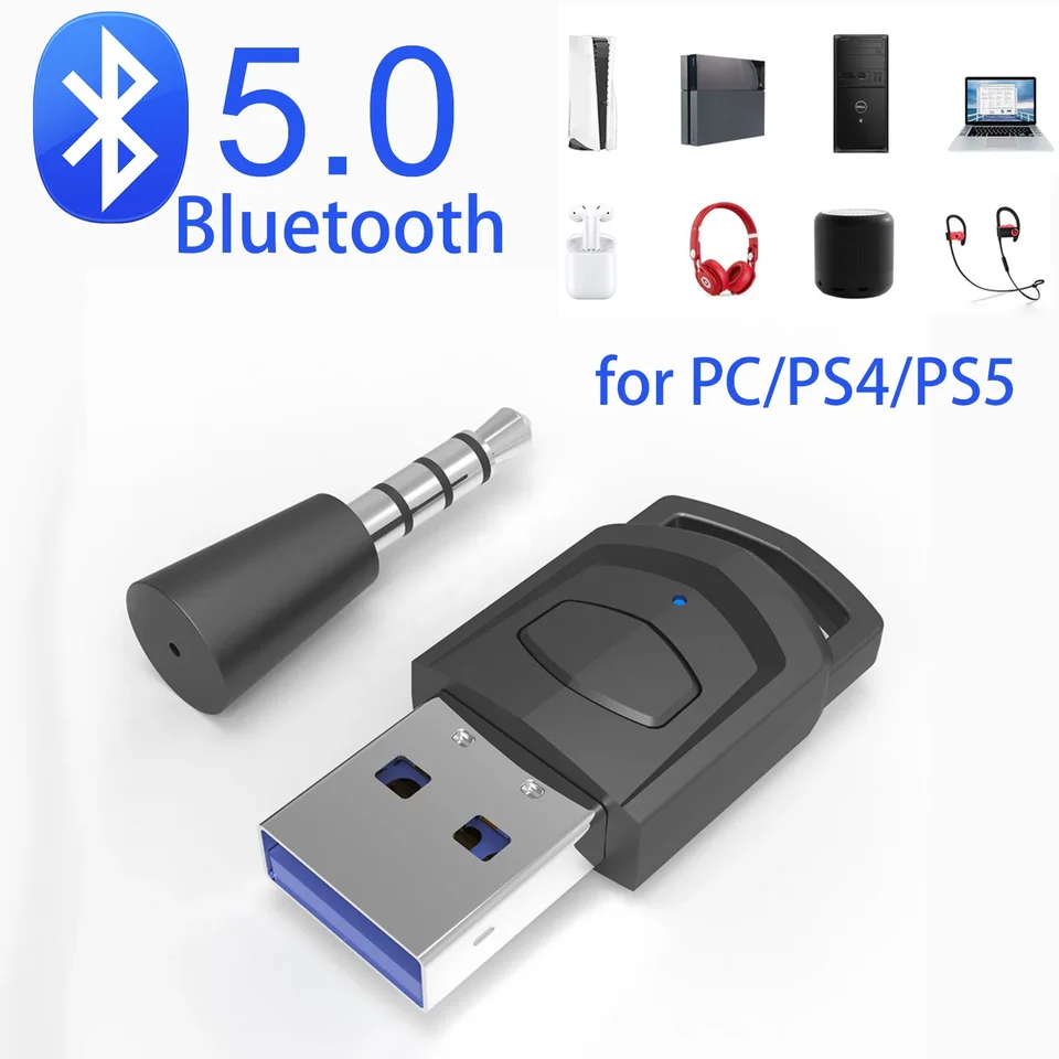 Bezdrôtové hranie Audio Adapter Adaptér pre prijímač PS5 PS4 Game Console PC náhlavná súprava Bluetooth 5.0 Audio vysielač