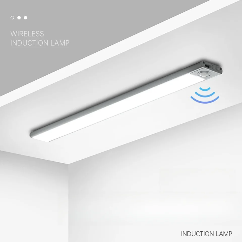 Bezdrôtové LED snímač Nočné svetlo 3 farby USB Nabíjateľné skrinky Svetlo 20/30/40/60 cm šatníka pre kuchynskú spálňu