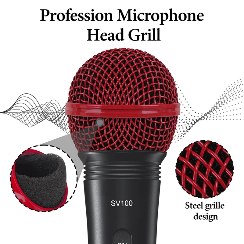 Bezdrôtové mikrofónové mriežky Mikrofónové príslušenstvo Kovová mriežka Mikrofónu pre Shure SM58, SM58S, SM58LC a viac červenej