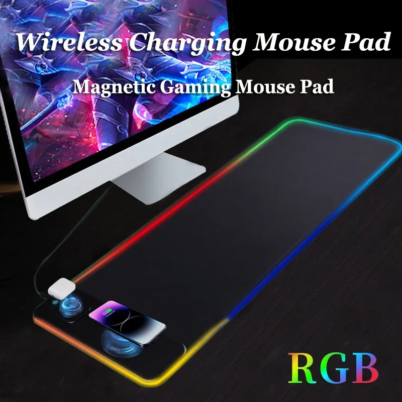 Bezdrôtové nabíjanie RGB Luminous myš nabíjačku nabíjačku mobilný telefón hra Mouse Pad Desktop počítač prenosný počítač Tablet Mouse Pad Desk