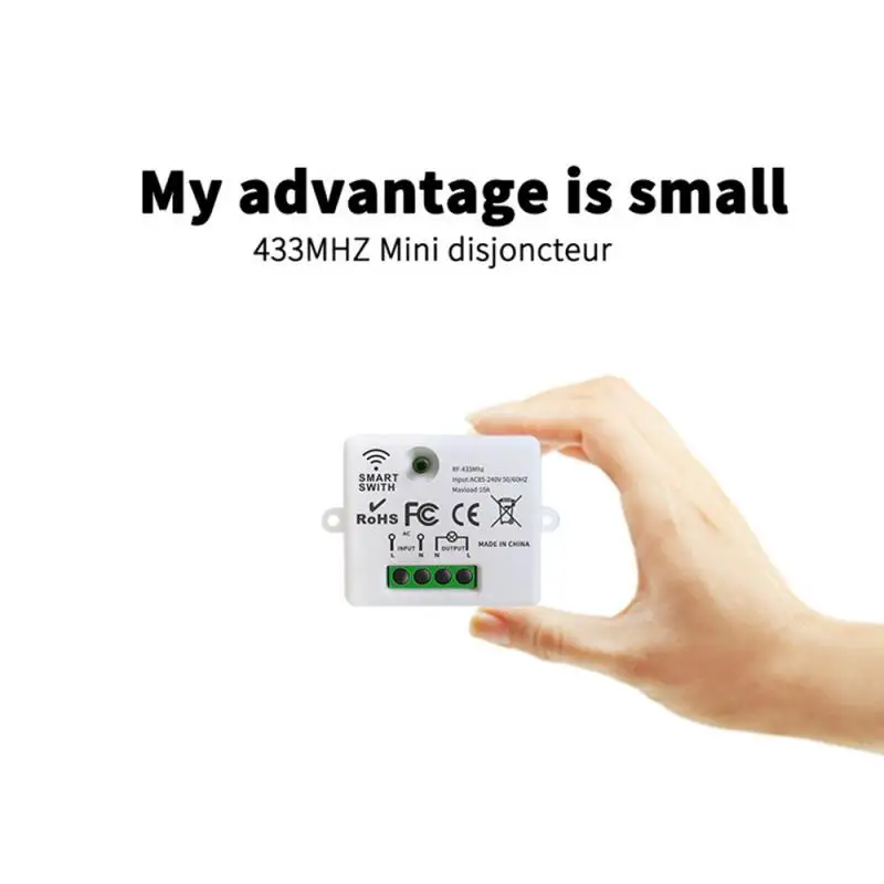 Bezdrôtové prepínač svetla RF 433 MHz Wireless Demode Ovládací panel Mini reléový prijímač Modul 220V 10A pre ľahkú lampu Smart Home