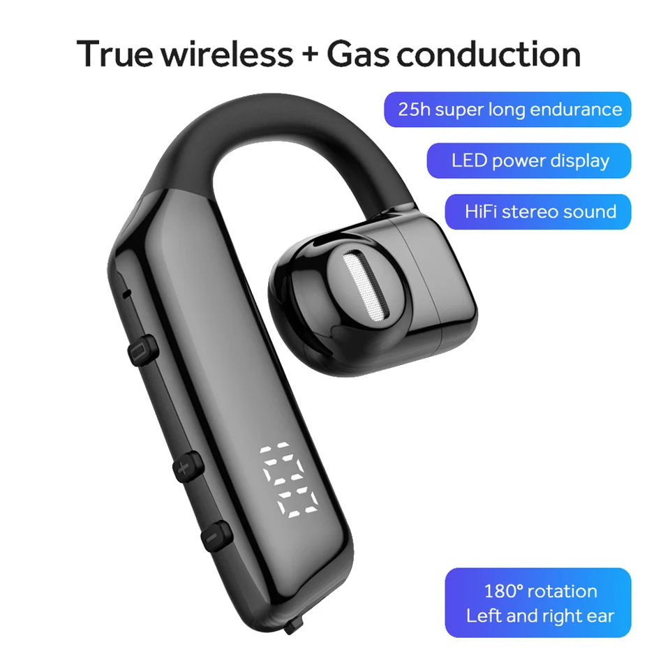 Bezdrôtové slúchadlá Bluetooth s mikrofónnym kosťou vedenie headset handsfree free hluk, ktorý obracajú slúchadlá na riadenie zvukových zvukov