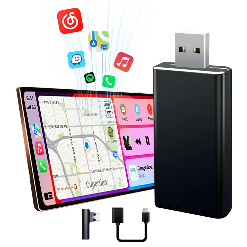 Bezdrôtový adaptér CarPlay, inteligentná USB Dongle Mini Box pre auto s OEM káblovou CarPlay pre iPhone iOS 10+ Plug & Play Fast Connection