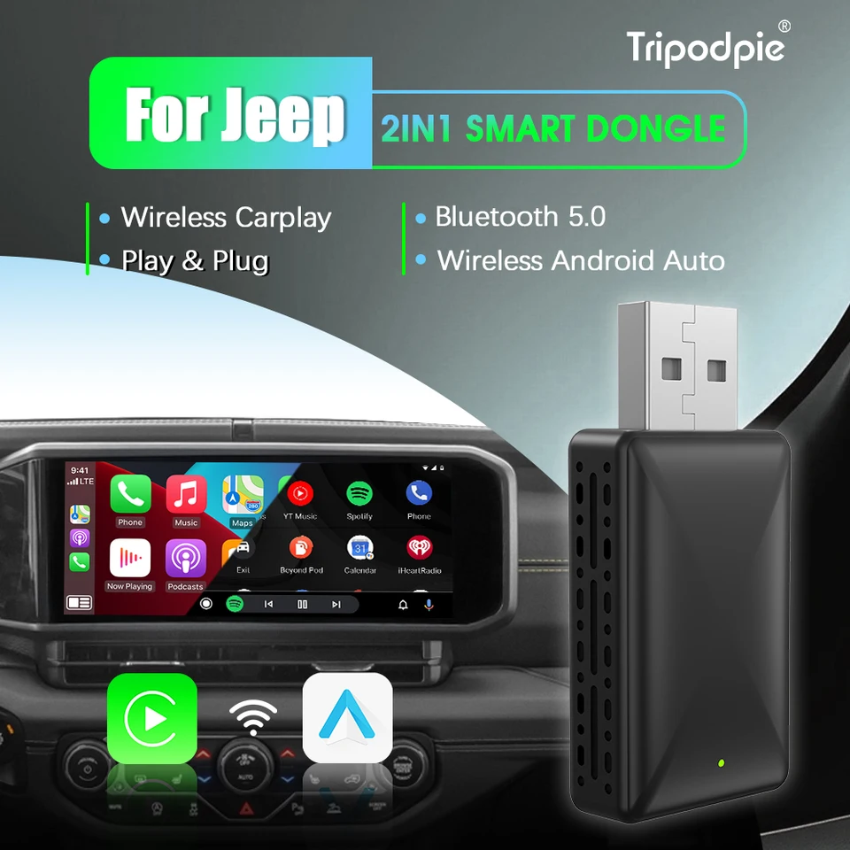 Bezdrôtový Android Auto CarPlay Adapter 2in1 Smart Dongle Play & Plug pre Jeep Compass Grand Cherokee Renegade Cherokee Gladiátor