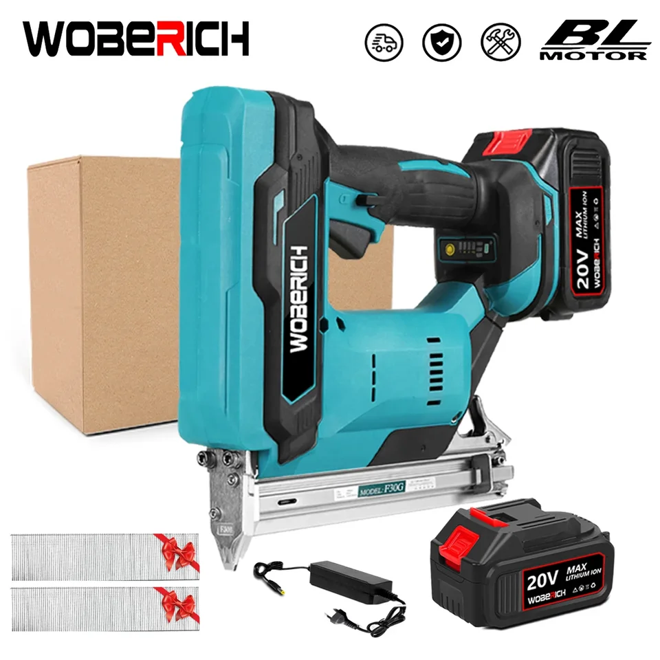 Bezdrôtový bezdrôtový F30 Elektrický betónový nechtový pištoľ Woodworking Woodworking+2 nastavené nechty nabíjateľné pre batériu Makita 18V