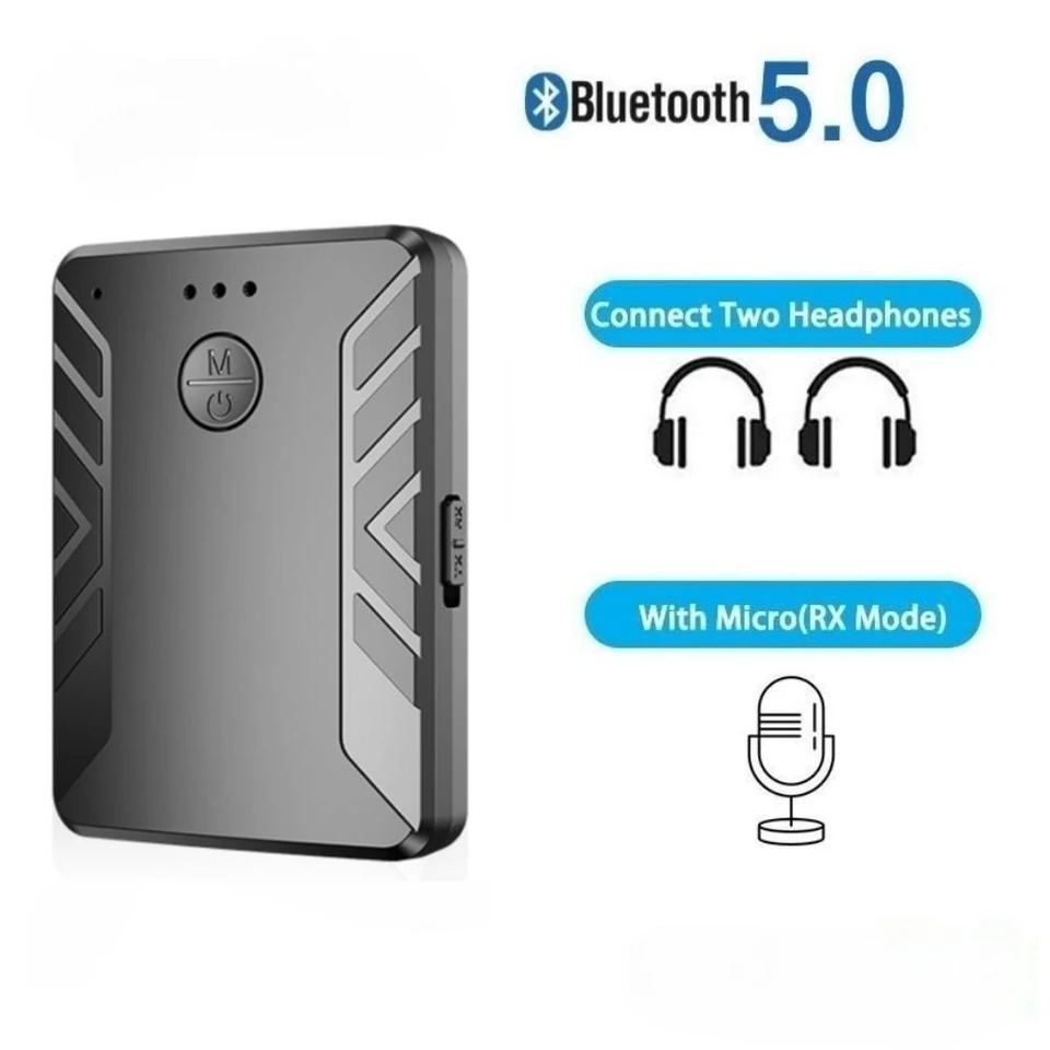 Bezdrôtový Bluetooth 5.0 prijímací TV vysielač pre slúchadlá Pripojte dve náhlavné súpravy Bluetooth STERO AUDIO RX s mikrofónom