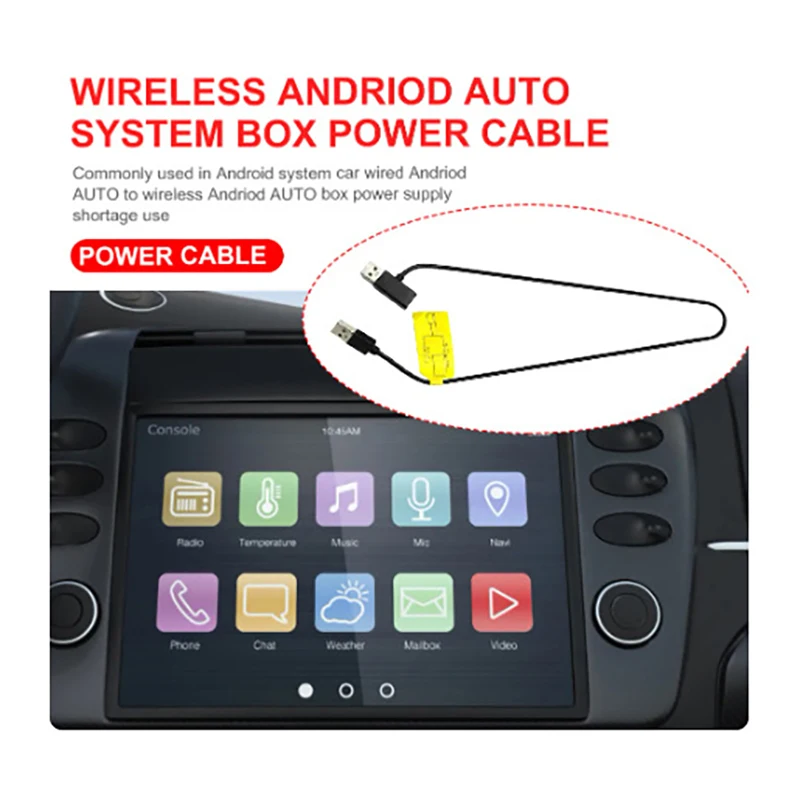 Bezdrôtový CarPlay AI Box Power Cable Android Automatický prevodník dvojbodový riadok zabránenie reštartovania stabilný napájací zdroj napájania