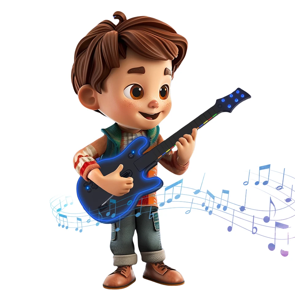 Bezdrôtový gitarový ovládač 2.4G Wireless PC Guitar Controller s popruhom a bezdrôtovým dongle pre PS4 PS3 PC Guitar Hero Clone Hero Hero