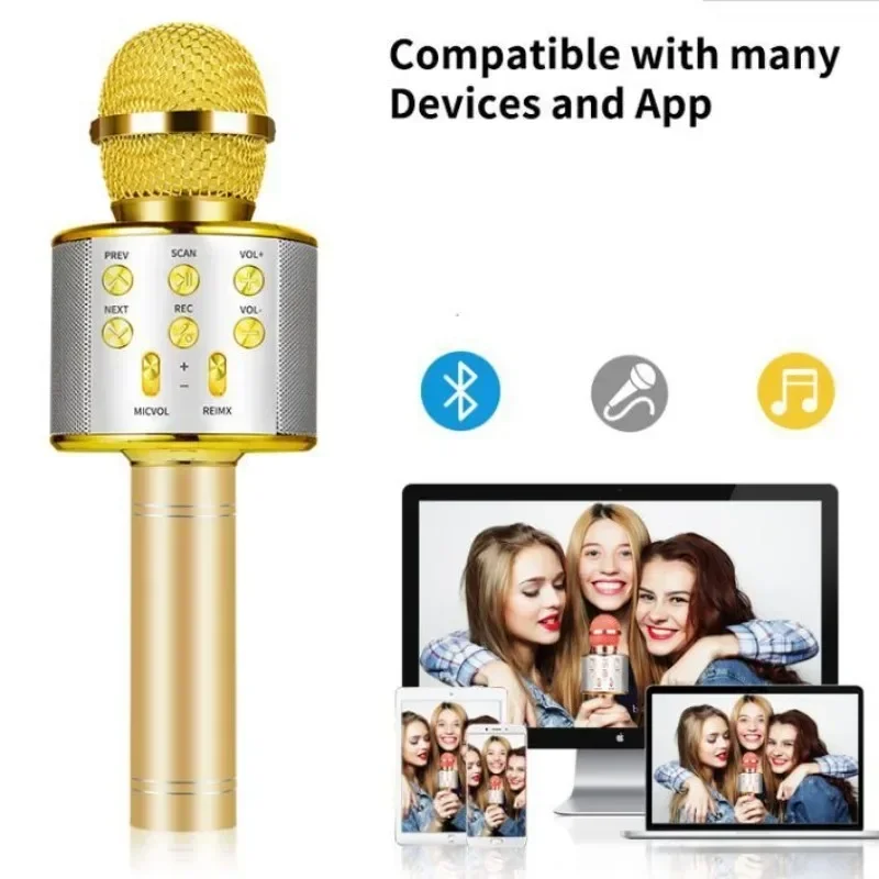 Bezdrôtový karaoke mikrofón Bluetooth kompatibilný vreckový reproduktor Domov KTV Player s tanečnými LED svetlami funkcia záznamu