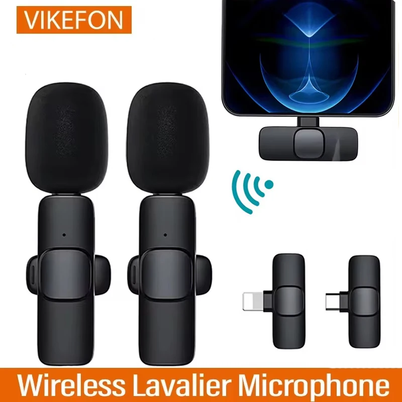 Bezdrôtový Lavalier Mikrofón Prenosné zvukové video nahrávanie mini mikrofón pre iPhone Android Live Broadcast Hering Phone s prijímaním