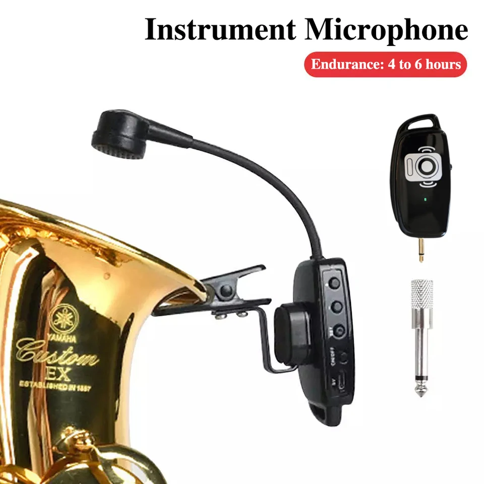Bezdrôtový mikrofón UHF pre saxofónové prístroje s prijímačom LTransmiter Plug and Play HD Audio Pickup pre koncertné živé show