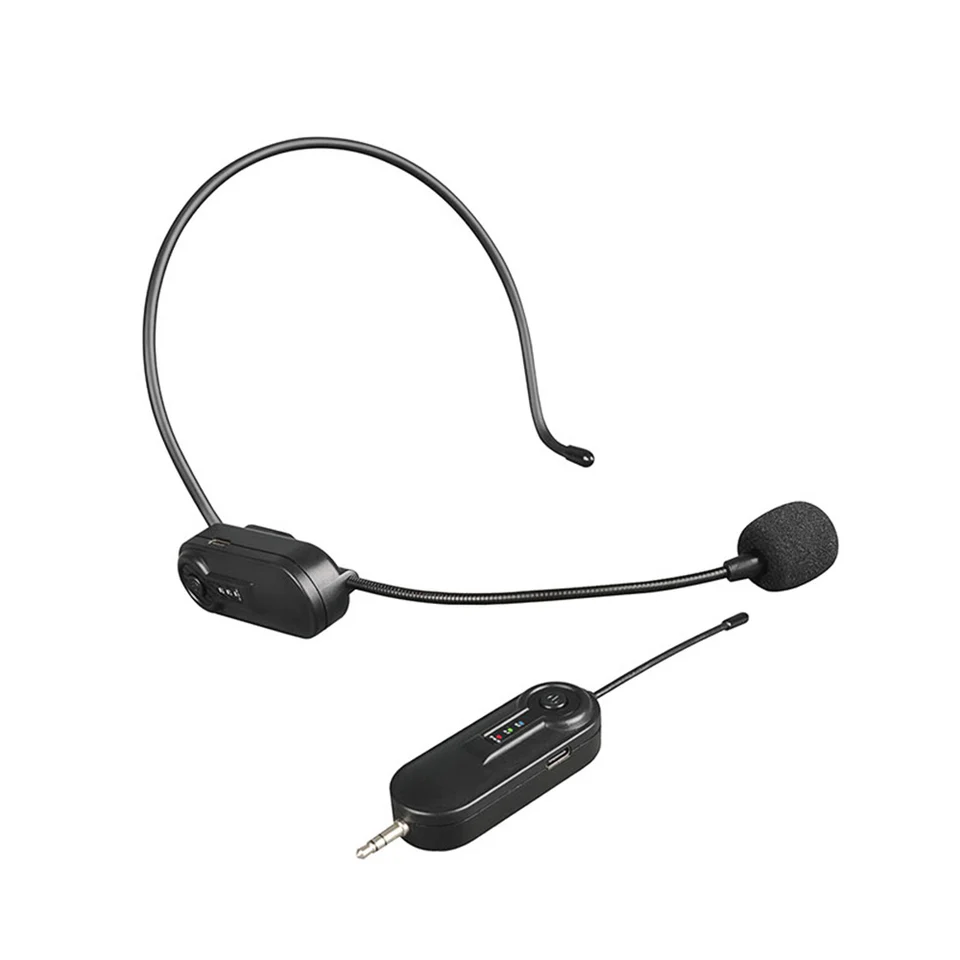 Bezdrôtový mikrofónový mikrofón MIC Systém 50 m Efektívna prevodovka Vstavaná batéria 3,5 mm TRRS Zátka s adaptérom 6,35 mm TRS