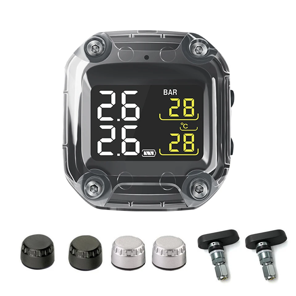 Bezdrôtový motocykel TPMS Monitorovanie tlaku Digitálny LCD s dvoma externými/internými senzormi pre BMW pre Honda
