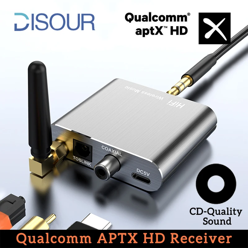 Bezdrôtový prijímač CSR APTX-HD BT 5.2 HIFI Stereo Audio Adapter Podporuje koaxiálne optické vlákno APTX-LL pre zosilňovač televíznych slúchadiel