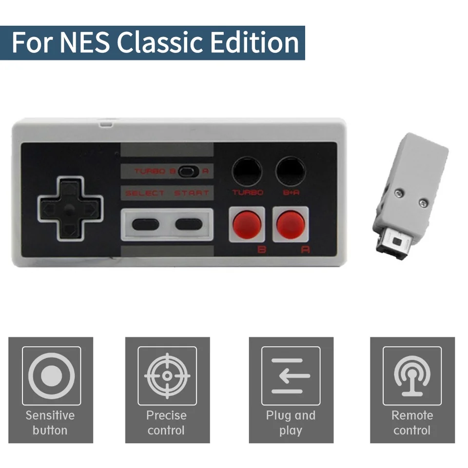 Bezdrôtový prijímač Game Controller 2.4 GHz Joystick Gamepad pre Nintendo Entertainment System NES Mini Classic Edition