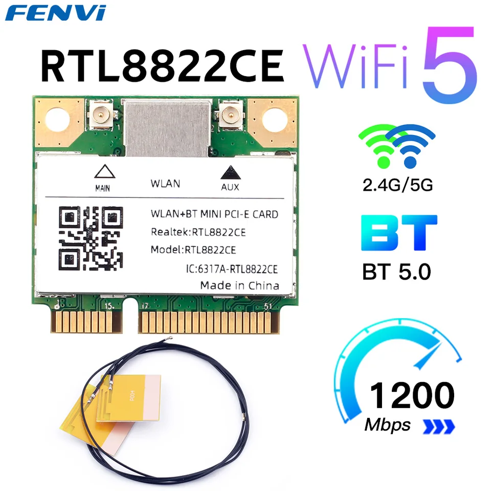 Bezdrôtový sieťový adaptér Bluetooth 5.0 pre Win 10/11 pre výhru 10/11 pre výhru 10/11 pre výhru 10/11 pre výhru 10/11 pre výhru 10/11 Dual Band RTL8822CE MINI MINI MINI PCIE WIFI.