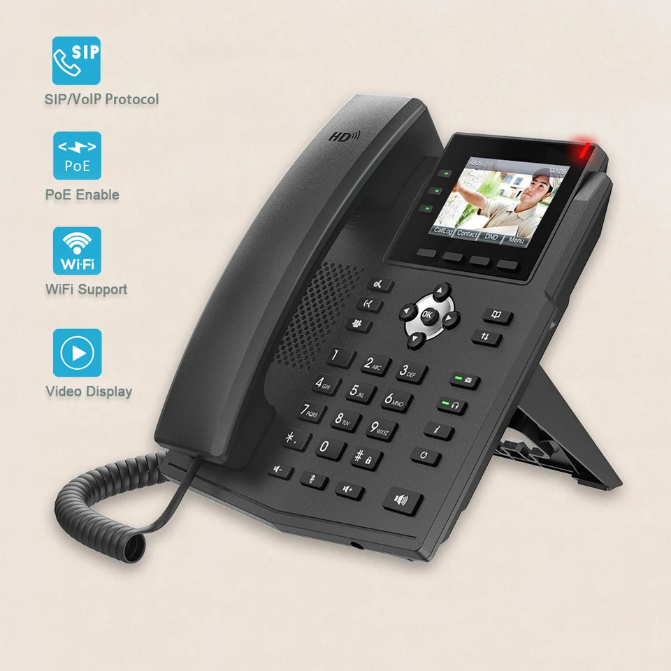 Bezdrôtový SIP Videokefón WiFi Basic Corbed VoIP lacný telefón s farebnými LCD multimédiami
