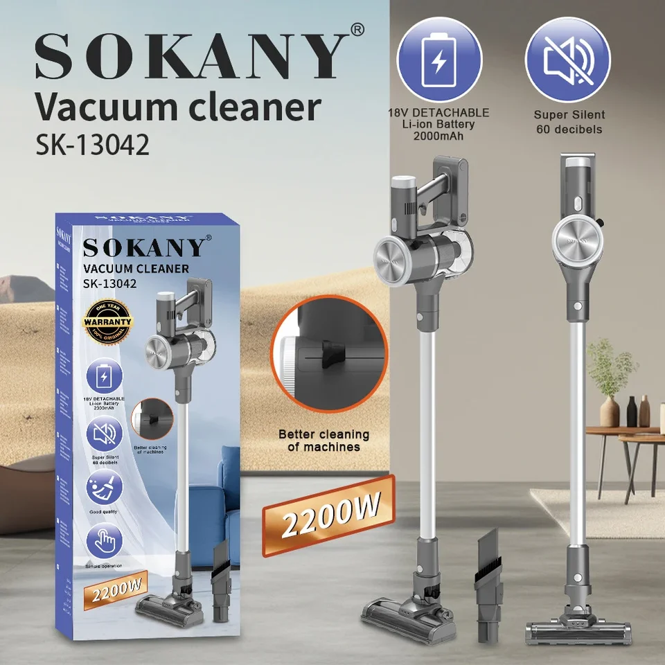 Bezdrôtový vákuum 2200 W bez kefiek, slepka na vákuum s kefou na podlahovú kefu, pre domáce zvieratá koberec s schodmi koberec