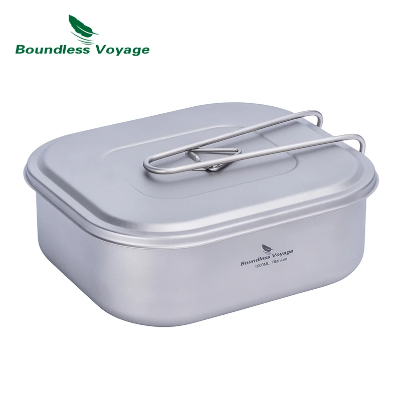 Bezhraničná plavba vonkajšia titánová neporiadok s plechovou kempingom kemping kemping kemping obedový box panvice 1000 ml