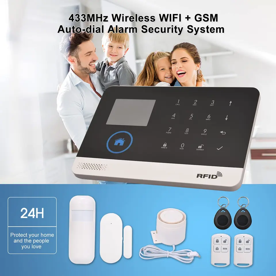 Bezpečnostná ochrana domáceho automatizácie Alarma Systém pre domácnosť 2G/4G WiFi Wifi Wireless Security Alarm Kit s GSM a bezplatná aplikácia TUYA