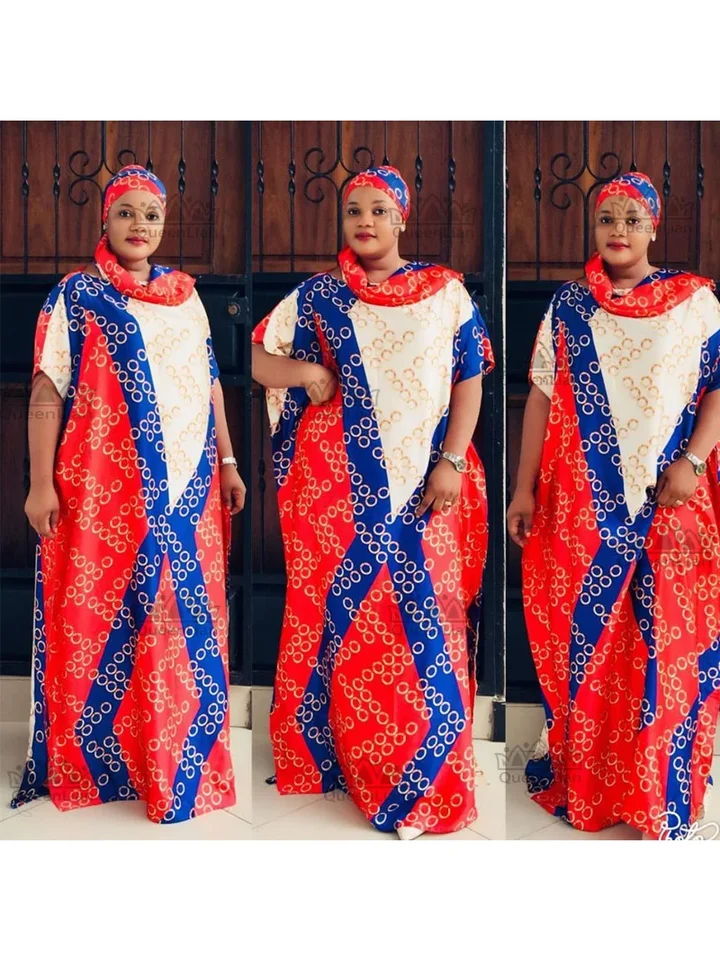 Bezplatná veľkosť Nový šifón Super africký dashiki Tradičné párty šaty so šatkou pre dámy africké tlačené šaty