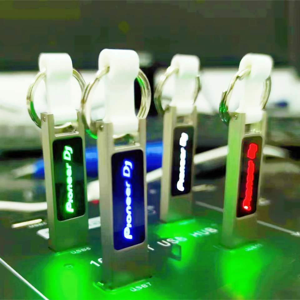Bezplatný vlastný priekopník DJ Logo Farba LED LED kovová palica USB2.0 Pendrive 128 GB 64 GB 32 GB