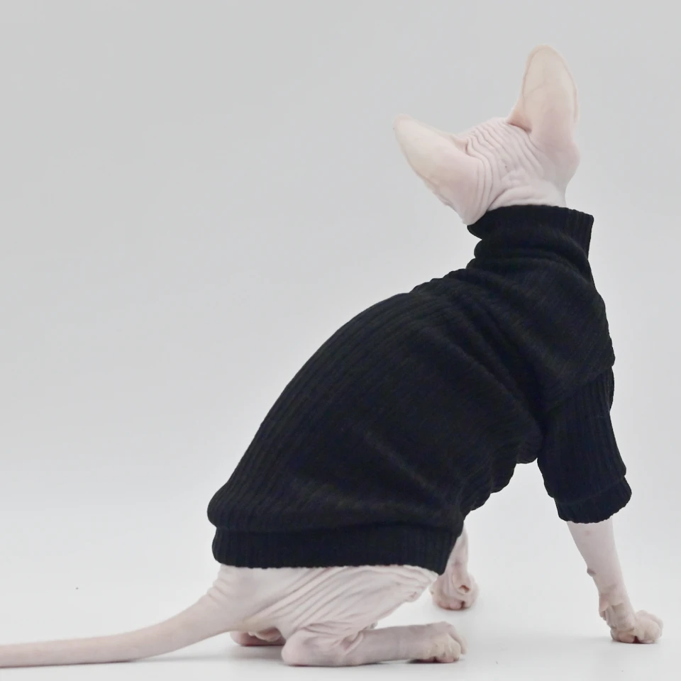Bezsrsté mačacie oblečenie Jeseň a zimné teplé úsekové oblečenie pre mačky s sphynxom, mačky Devon Rex a malé mačky