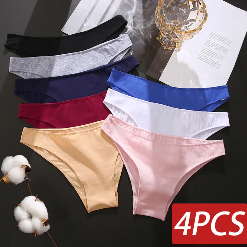 Bezšvové dámske bavlnené nohavičky Ženské nohavičky intimujú pevné priedušné spodné prádlo Žena s nízkym pásom Comfort spodná bielizeň 4ks/set