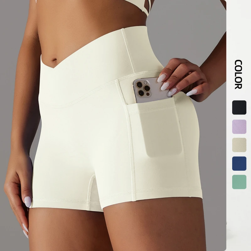 Bezšvové športové šortky V-Waist High Pase Push Up Jóga pletené šortky elasticita telocvične bežecké jogové šortky priedušné krátke