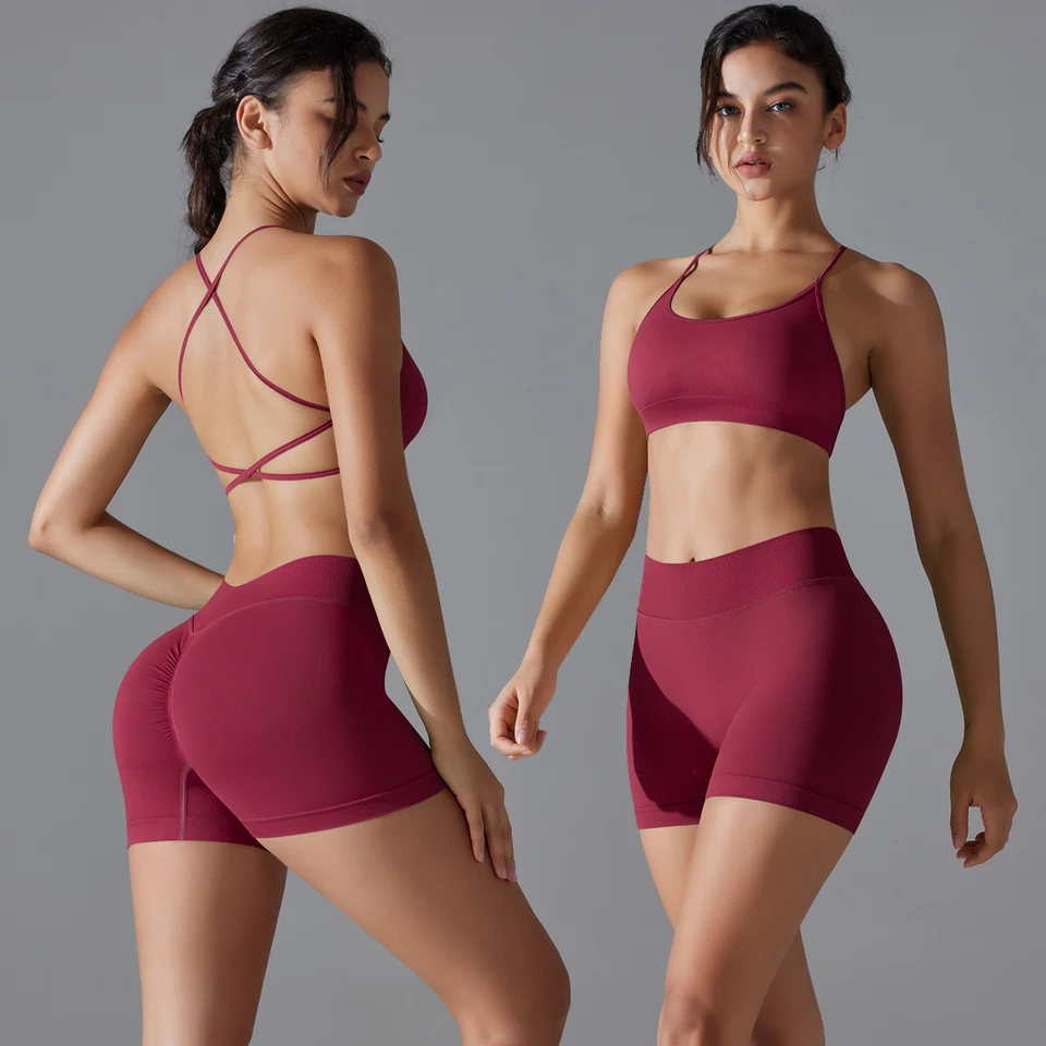 Bezšvový jogu set sexy cvičenie športové oblečenie Gym Platel oblečenie 2ks Športové súpravy Ženy Hight pás legíny Fitness Sports Sports podprsenka oblek