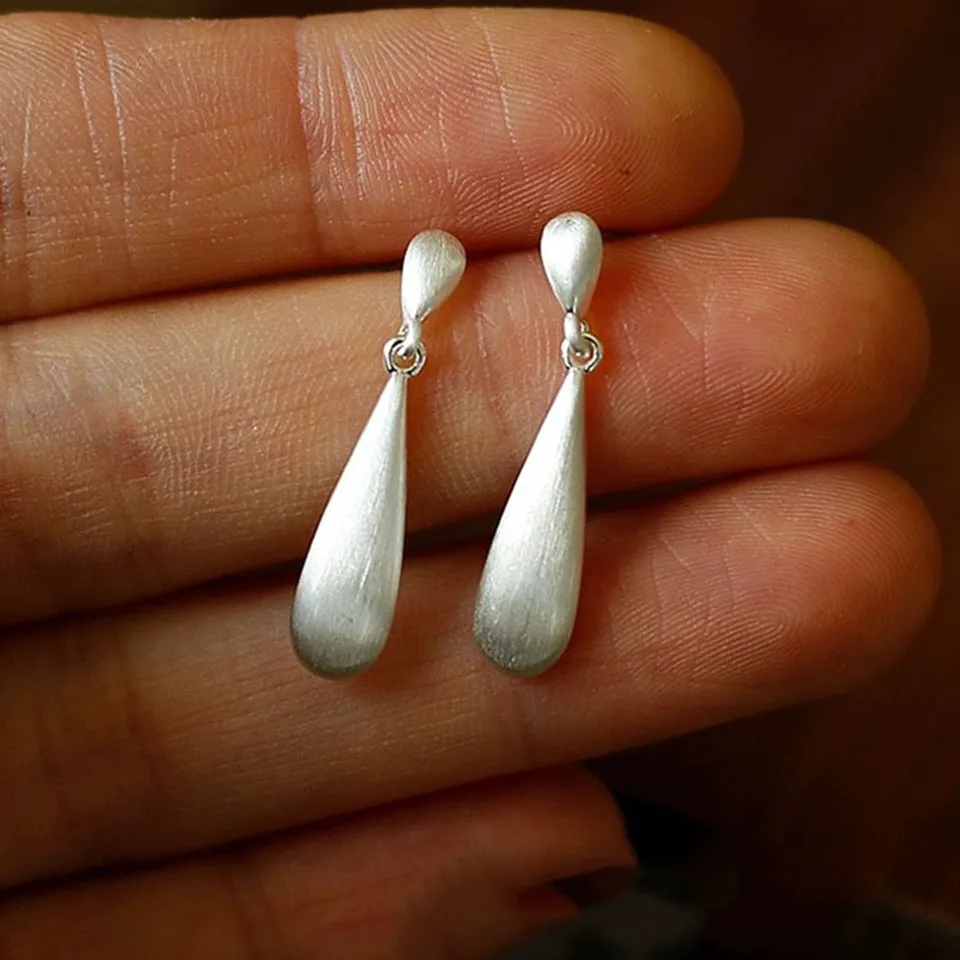 BF Club 925 Sterling strieborné náušnice pre ženy trendy jednoduché retro vodné náušnice šperky bránia alergickým príslušenstvom večierkov