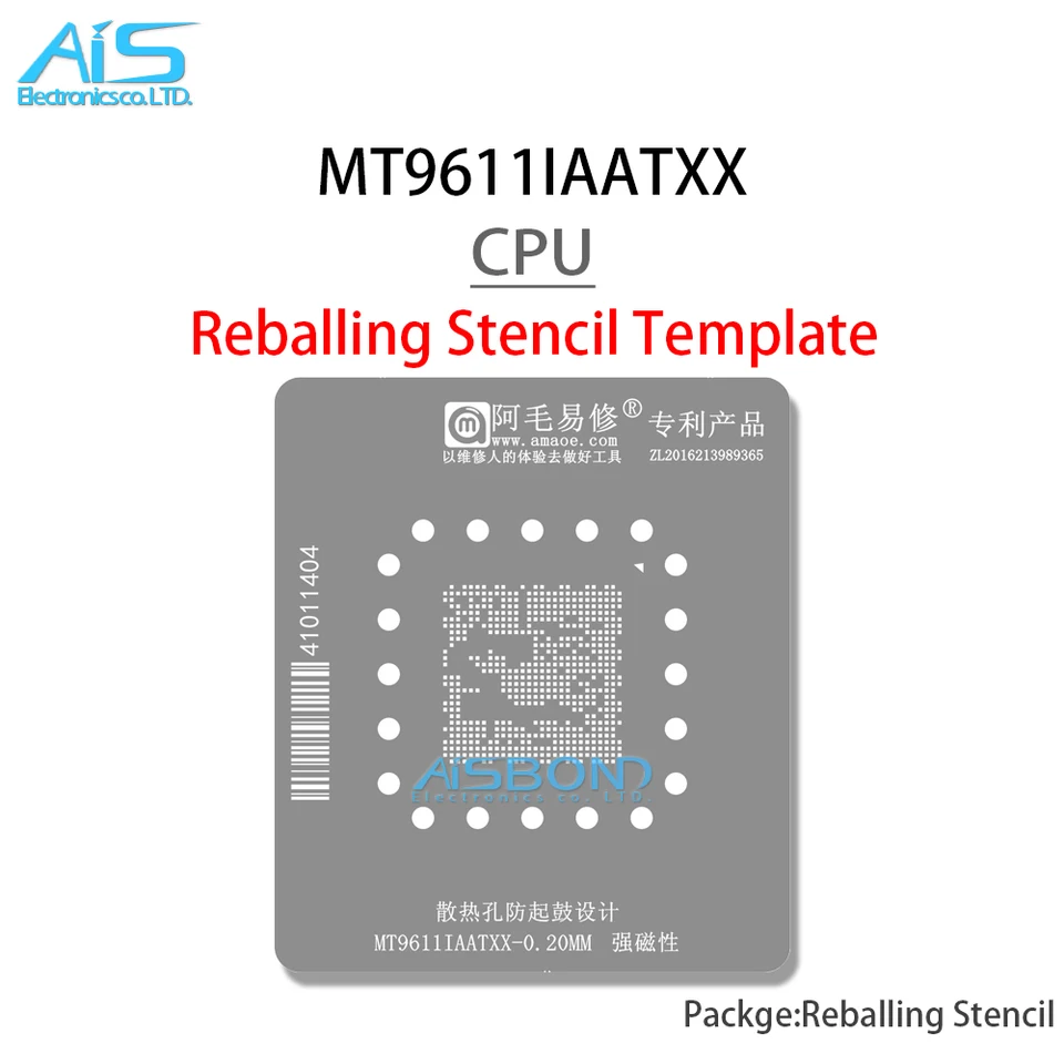 BGA Stencil Reballing for MT9611iaATXX MT9611 MT9617KAATCC MT9617 LCD TV Master Televízia CPU SOLDER TIN Plant Net Square Hole Hole