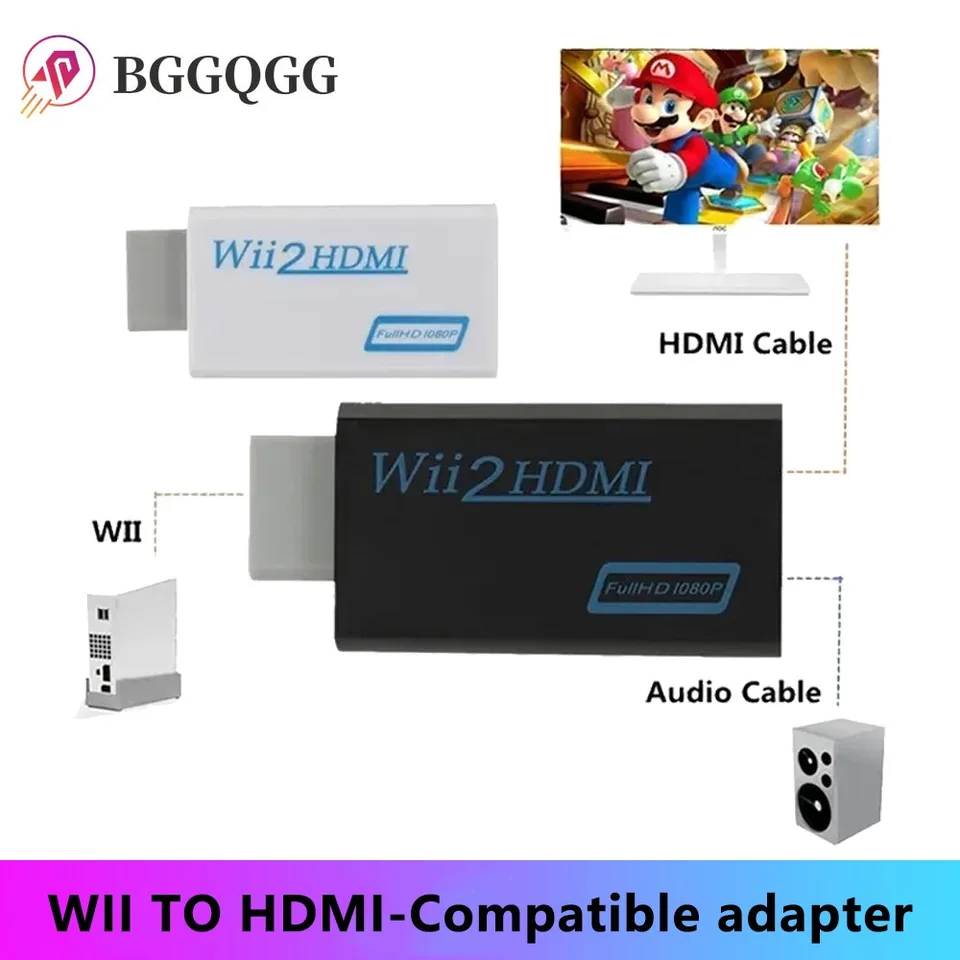 BGGQGG WII na HDMI Converter 1080p prevodník pre Wii na HDMI s 3,5 mm zvukom pre PC HDTV Monitor Display Converter