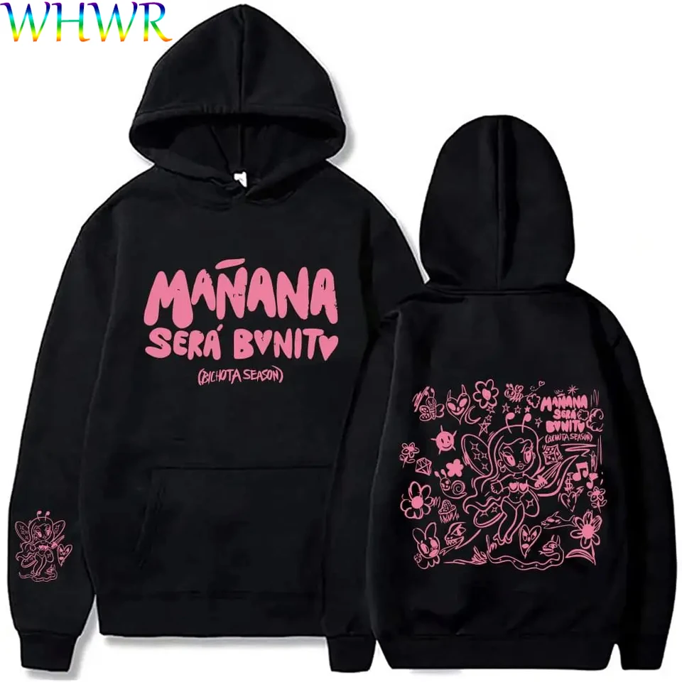 Bichota tlačená mikiny Karol G Fleece Hoodies Manana Sera Bonito s dlhým rukávom s dlhým rukávom Mužská samica Y2K mikina jesenná mikina