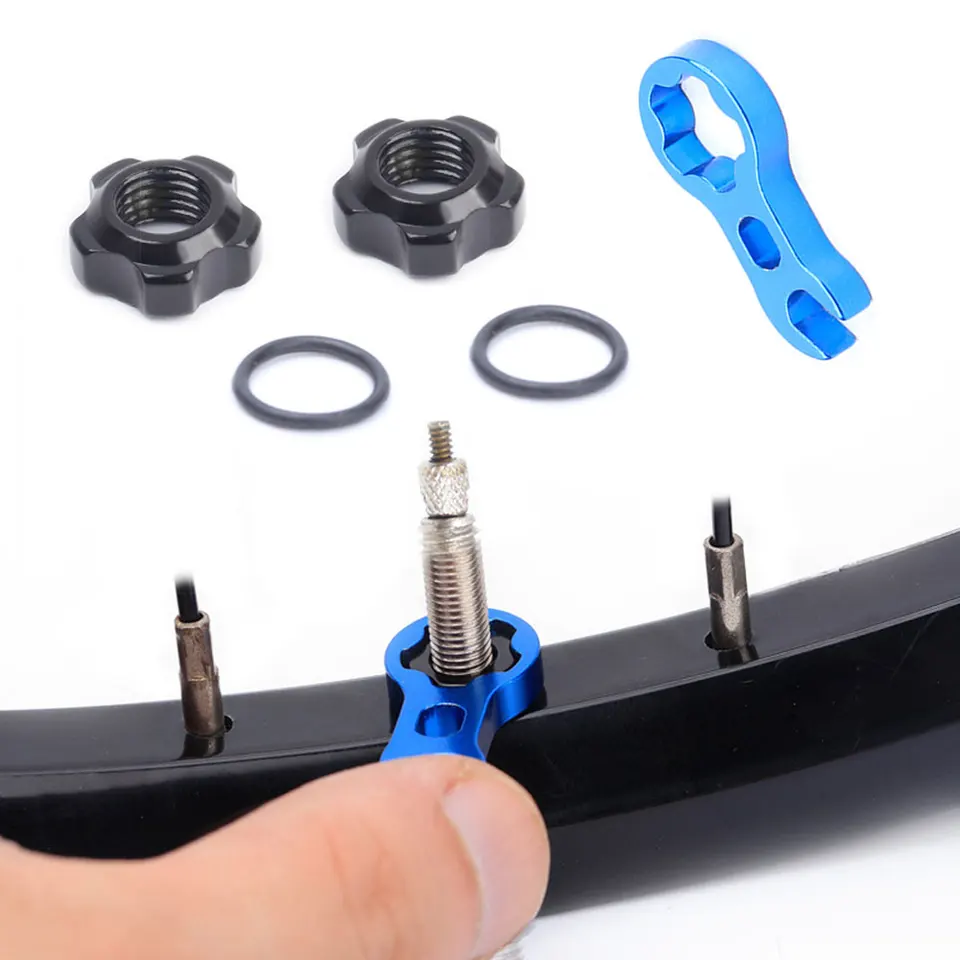 Bicykel bezdušový ventil ventilu Schrader Valve Preversion Nut Adaptér MTB Bike Bike Rig Preversion Nut s inštalačným kľúčom