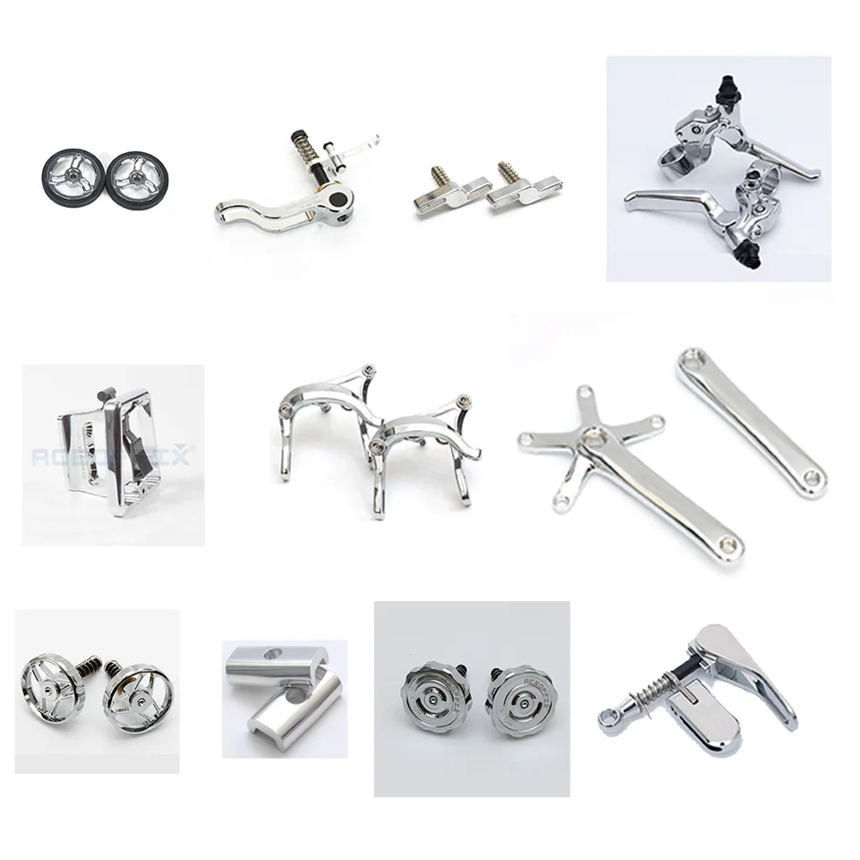 Bicykel Elektroplované strieborné príslušenstvo vhodné pre Brompton Brompton Bright Silver Carrier Block Crankset Rad Tive Clamp Clamp Easy Wheel