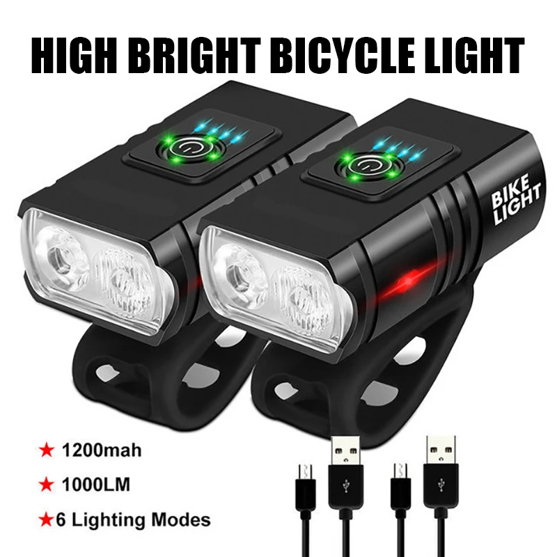 Bicykel LIGHT 2T6 LED predné USB Nabíjateľné horské bicykle lampa 1000lm bicykel svetlometový svetlomer cyklistické príslušenstvo chvost chvost