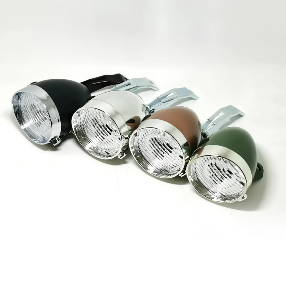 Bicykel retro svetlá svetlomety britské cyklistické svetlomety 3led formované puzdro hnedé, armádne zelené, striebro, čierny Q404
