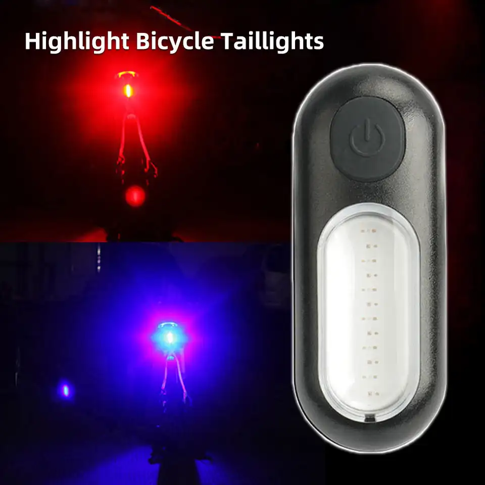 Bicykel Tail Light Bicykel LED LED USB Nabíjateľná výstražná lampa MTB Night Riding zadné svetlo sedlová trubica dvojfarebná zadná zadná zadok bicykla