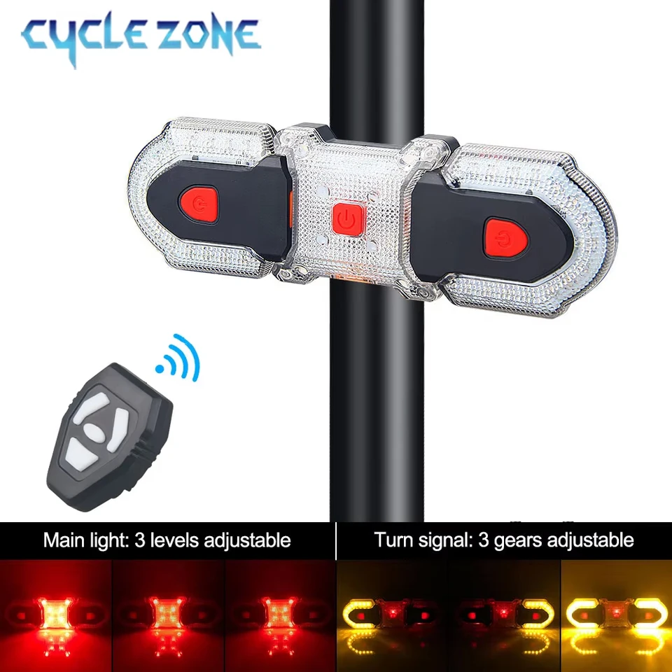 Bicykel Turn Signal Light Wireless Diaľkové ovládanie Zadná žiarovka USB nabíjateľné nočné bezpečnostné výstražné výstražné zadné svetlo