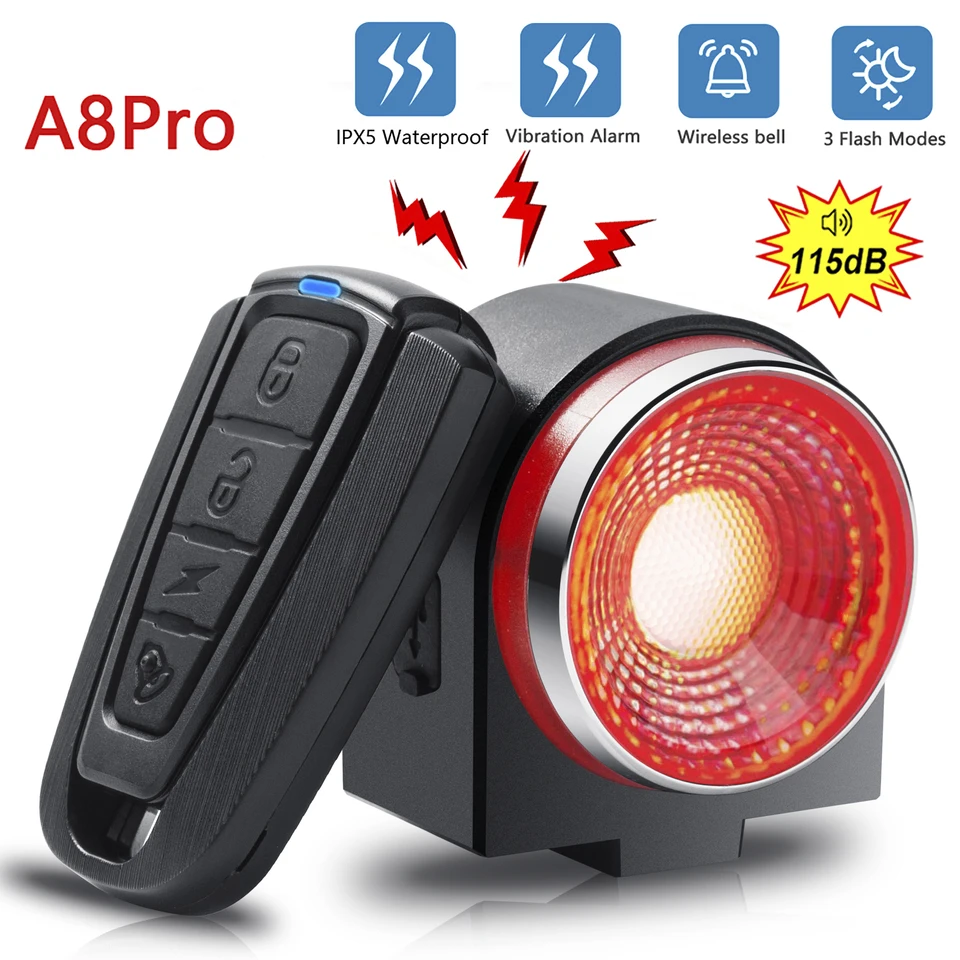 Bicykel zadná lampa brzdenie svetla vlámanie Alarm diaľkový hovor bezdrôtové ovládacie prvky USB LED LED lampa lampa bicykel nálezca roh a8pro