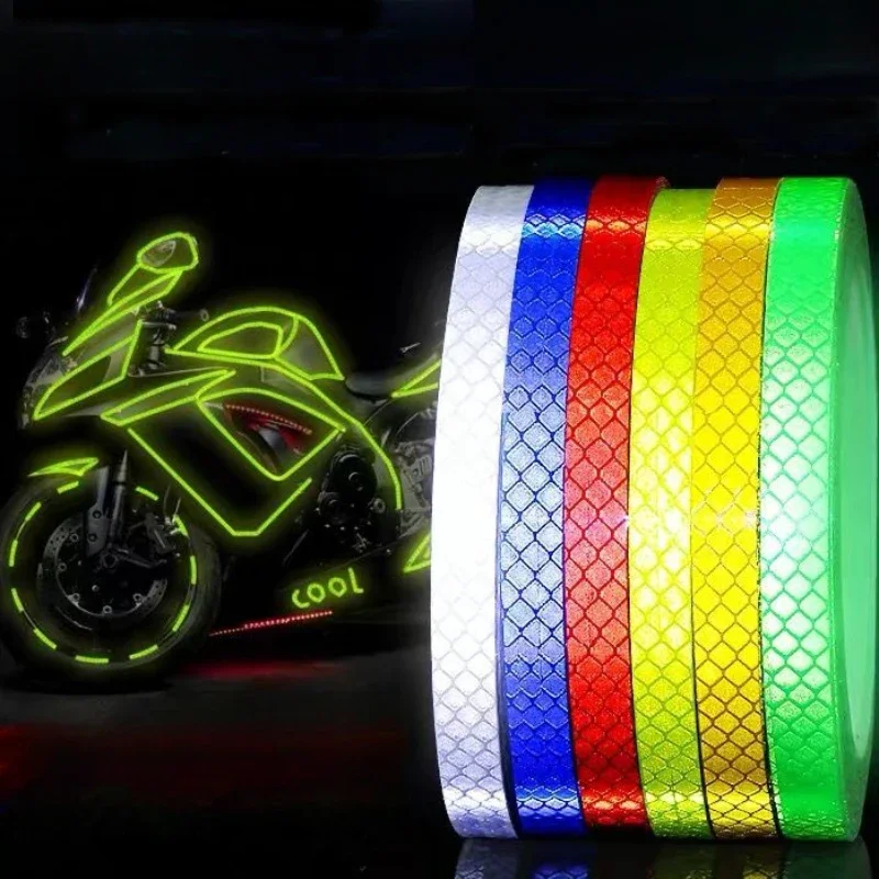 Bicyklové kolesá reflexné nálepky cyklistické fluorescenčné odrážajte lepiacu pásku pre 1 cm*8 m mtb výstražné výstražné bicykle