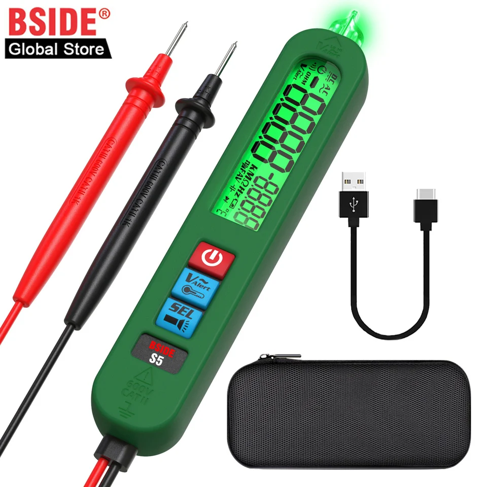 Bide S5 Smart Digital Digital Multimeter Nabíjateľný USB Tester Displej 9999