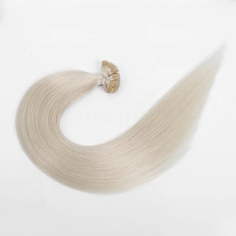 Biela blondínka 1001# predlžovanie vlasov s plochými špičkami keratín ľudské predlžovanie vlasov fúzne vlasy 1x0,8 cm Bond 12-24inch non-remy 1g/prameň