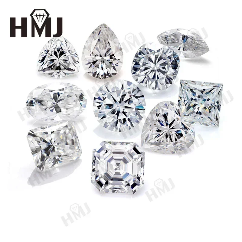 Biela D Color Moissanit Diamonds s certifikátom Gra Round Oval Heart Emerald Princezná Radiant Cushion Trilliant Marquise Cut