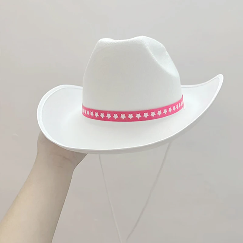 Biela farebná klobúk Kostým príslušenstvo západný kovbojský klobúk viacúčelová dekorácia pre detské kostýmy Cosplay Ress Ornament