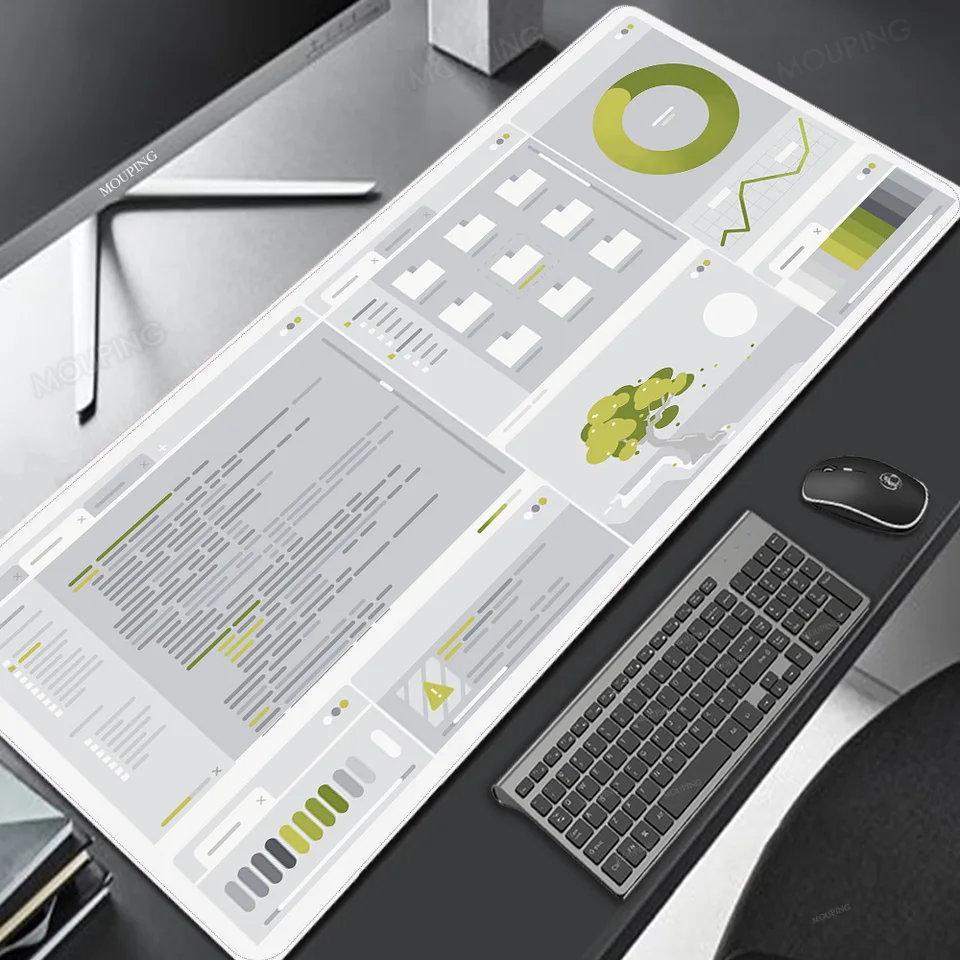 Biela myšacia spad zelená kancelária Office Gamer Accessories Klávesnica Mats podložka na stole PC MousePad 900*400 mm stopový koberec myš