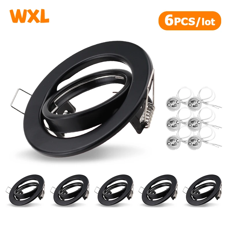 Biela/čierna LED Spotlights Rám nastaviteľný držiak LED LED DOLDERSCUTUTOUT 70 mm pre MR16 GU10 Držiteľ žiarovky zapustený LED svetlom LED