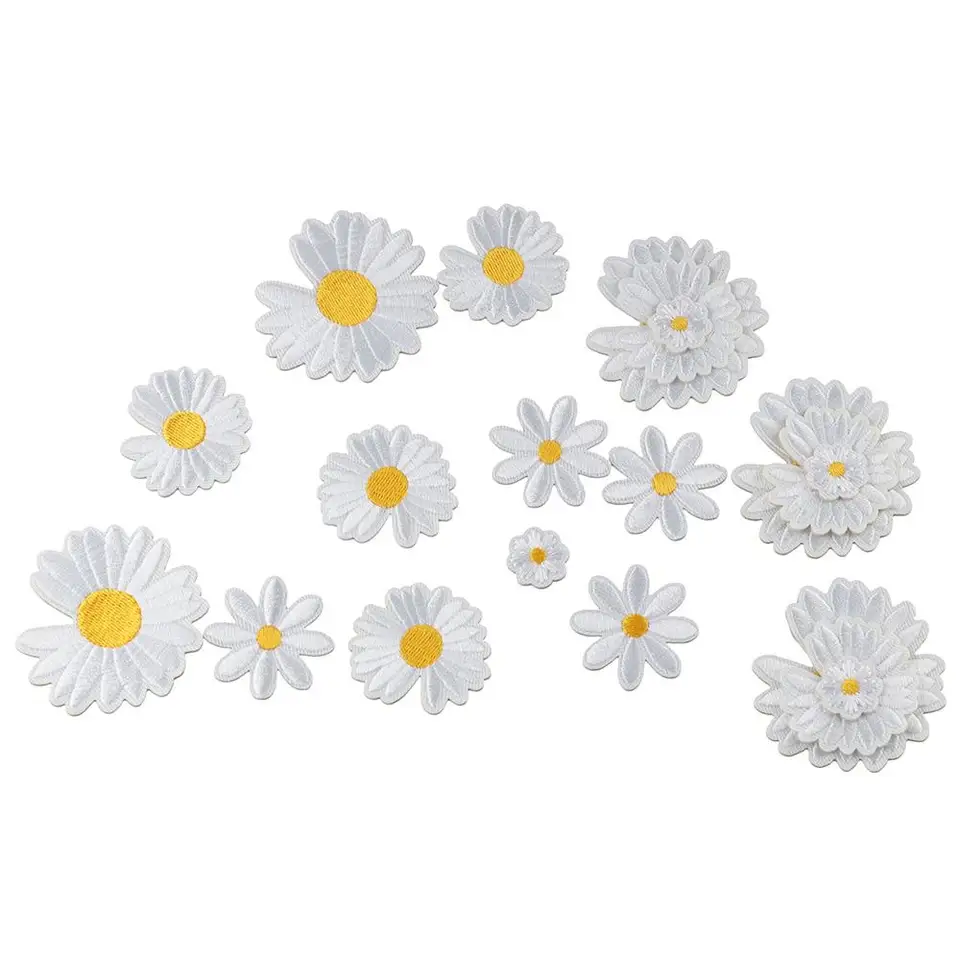 Biele Daisy Flower Patch oblečenie dekorácie záplaty železo na tričku