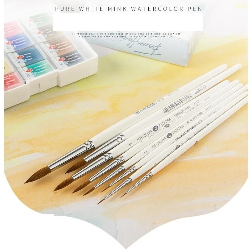 Biele noci čistý biely Mink Watercolor Pen Artist Brush Pen 1113 кисти для рисования Art Supplies